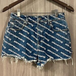 Alexander Wang Denim Logo Jean Shorts